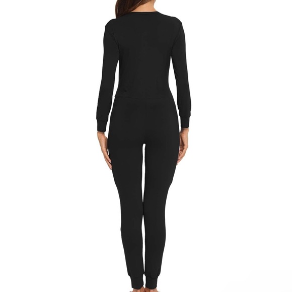 LECGEE Pajama Jumpsuits Adult One Piece Sleepwear Size Medium Black NWT - Picture 3 of 5